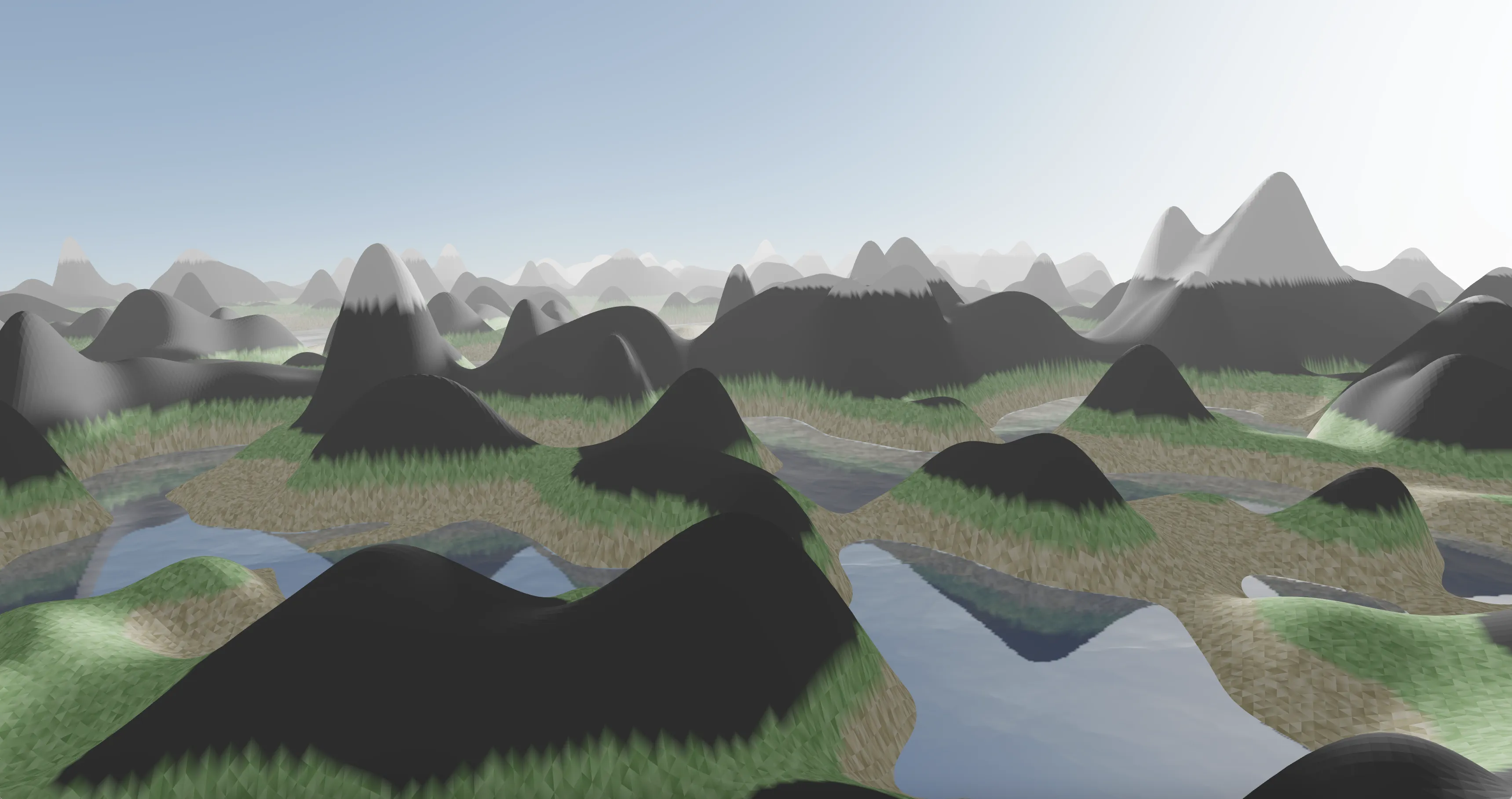 3d image of some low poly terrain